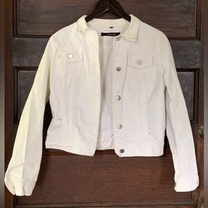 J Brand White Cropped Distressed Jean Jacket